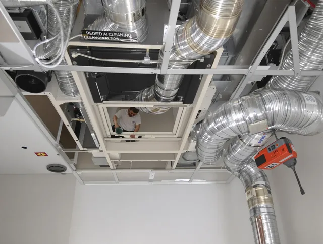 Rockland Air Duct Cleaning technician performing detailed central duct system cleaning in Rockland
