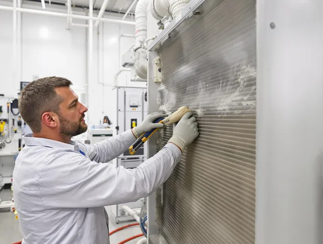 Rockland Air Duct Cleaning technician performing precision commercial coil cleaning at a Rockland business