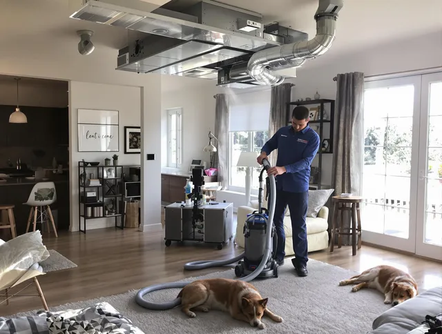 Rockland Air Duct Cleaning technician performing detailed indoor duct cleaning for improved air quality in Rockland