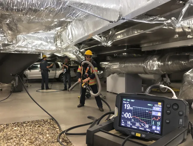 Professional negative pressure duct cleaning by Rockland Air Duct Cleaning in Rockland