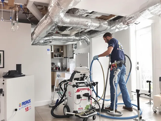 Rockland Air Duct Cleaning technician performing advanced pure duct cleaning with specialized equipment in Rockland